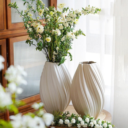 High-end Vase Matte Ceramic Flowers Minimalist Style