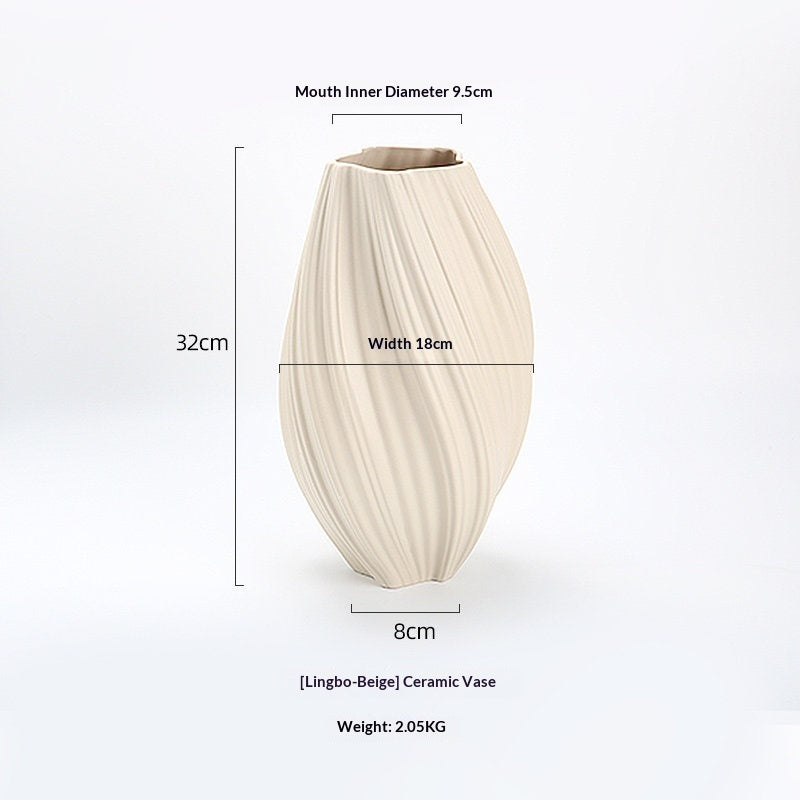 High-end Vase Matte Ceramic Flowers Minimalist Style
