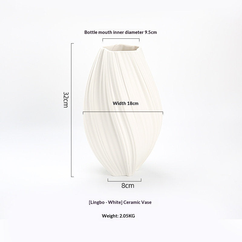 High-end Vase Matte Ceramic Flowers Minimalist Style